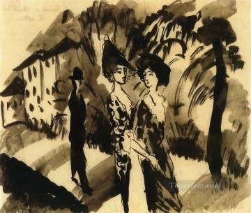 2人の女性とマノナン・アベニューの表現者 Oil Paintings